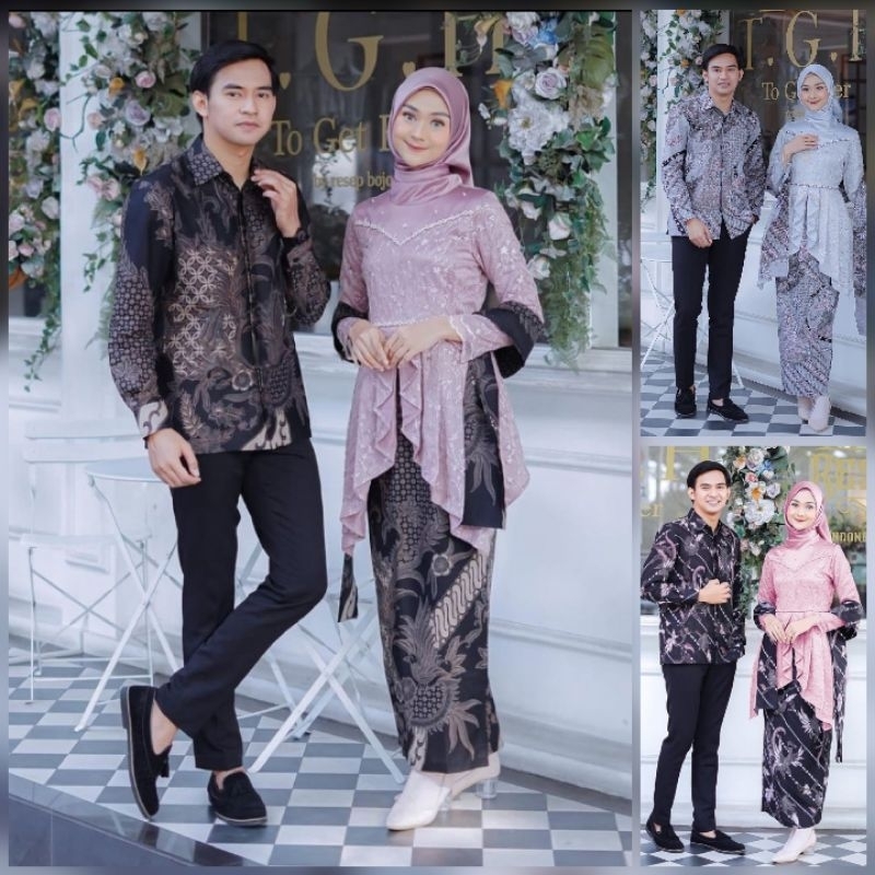 Set Kebaya Couple Lelaki+Perempuan Pasangan Batu Batik Jawa Moden Lace ...
