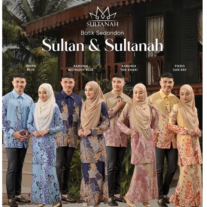 Baju Kurung Batik Sultanah And Kemeja Batik Sultanah Luvla Baju Raya 2023 Sedondon Suami Isteri 7166