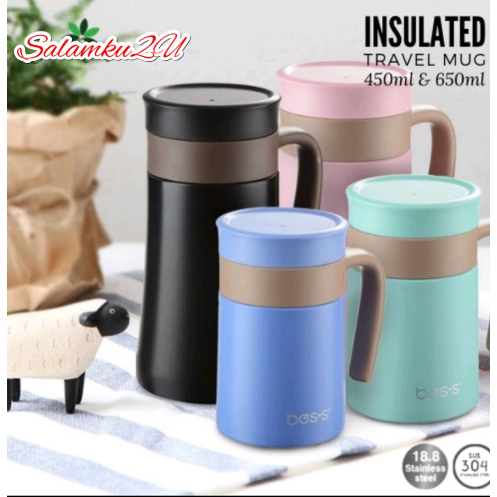 BOSS 450ml 650ml Stainless Steel Insulated Travel Mug Vacuum Mug