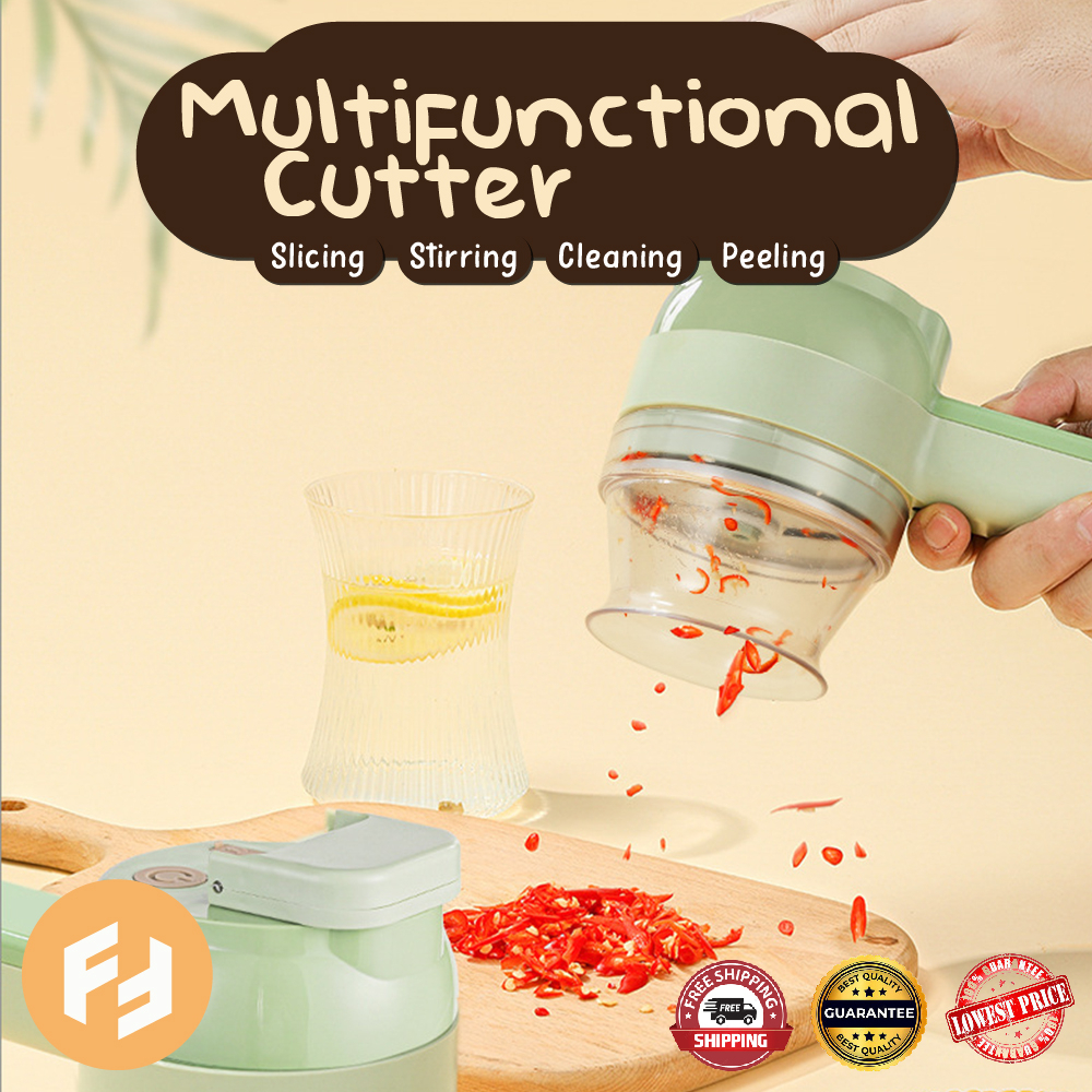 Multifunctional Electric Vegetable Cutter Wireless USB Charging Food Slicer Masher 7 in 1 cleaning brush Garlic Chopper