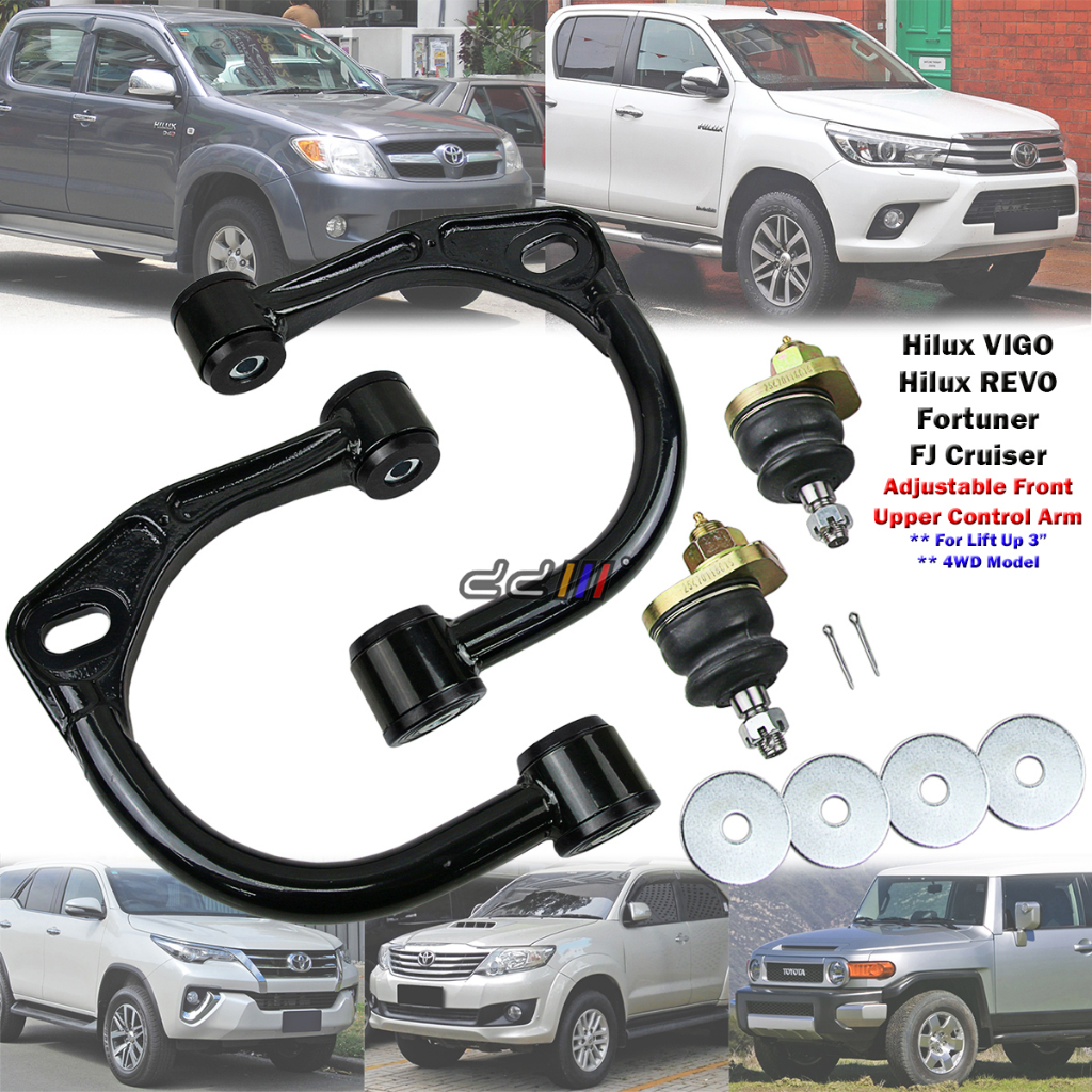 4x4 Front Upper Control Arm strut Adjustable Camber Lift Up 3" HILUX