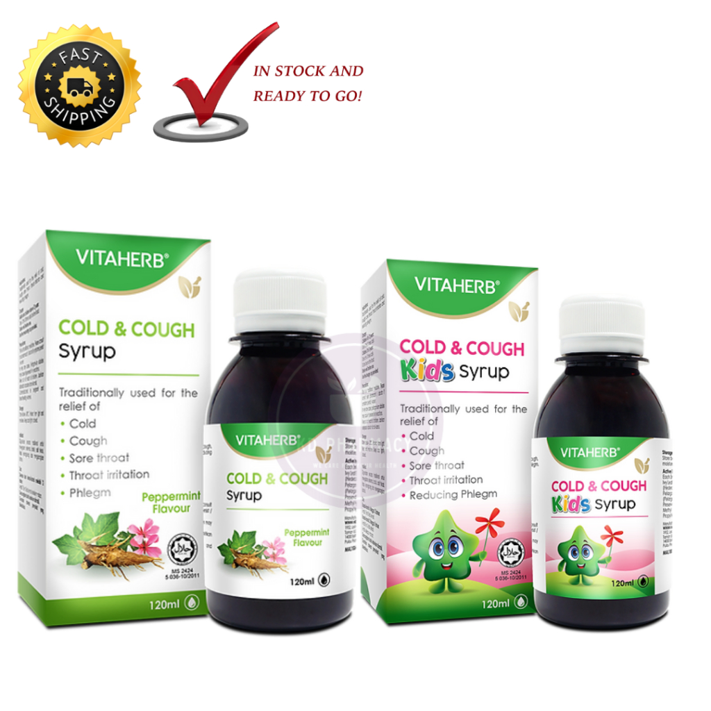[PROSPAN GENERIC] VITAHERB COUGH AND COLD SYRUP 120ML ADULT/KIDS Ivy Leaf & Pelargonium Flu