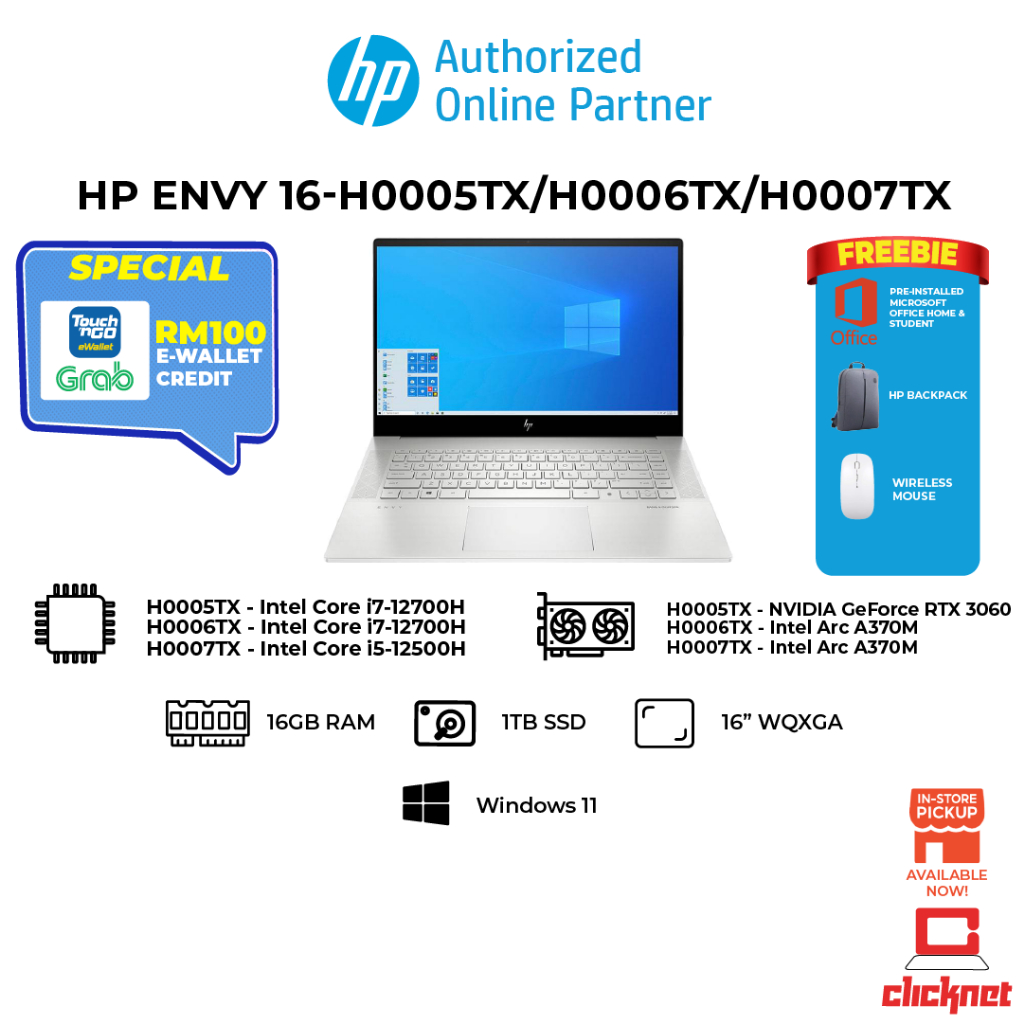 Hp Envy 16 H0005tx16 H0006tx16 H0007txi7 12700hi5 12500h 16gb 1tb Ssd 160 Wqxga 0274