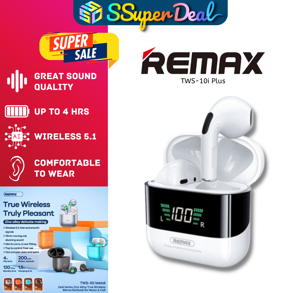 Remax TWS-10Plus True Wireless Stereo Music Earbuds with Digital ...