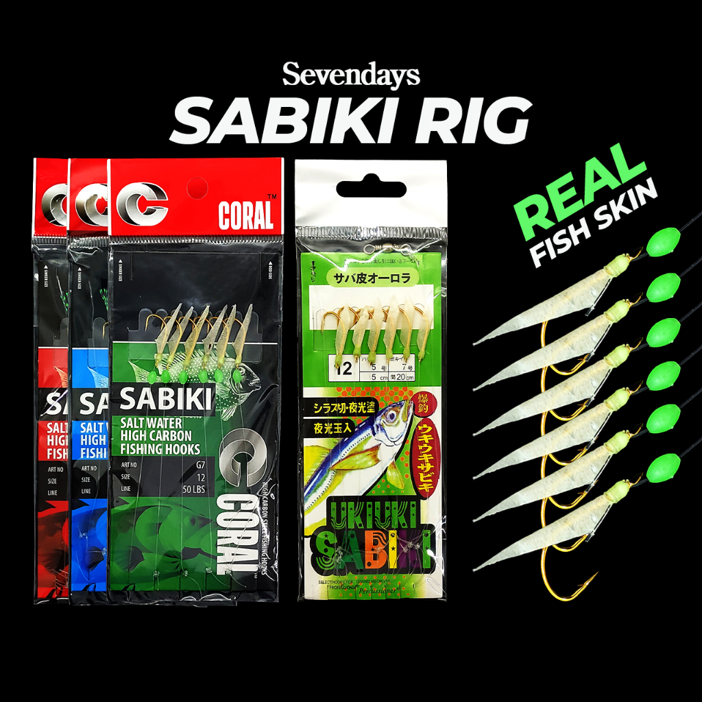 SevenDays Sabiki Rig Size #6 - #16 Fishing Hook Apollo Apolo Pancing Dasar Bottom Laut Saltwater Luminous Umpan Ikan