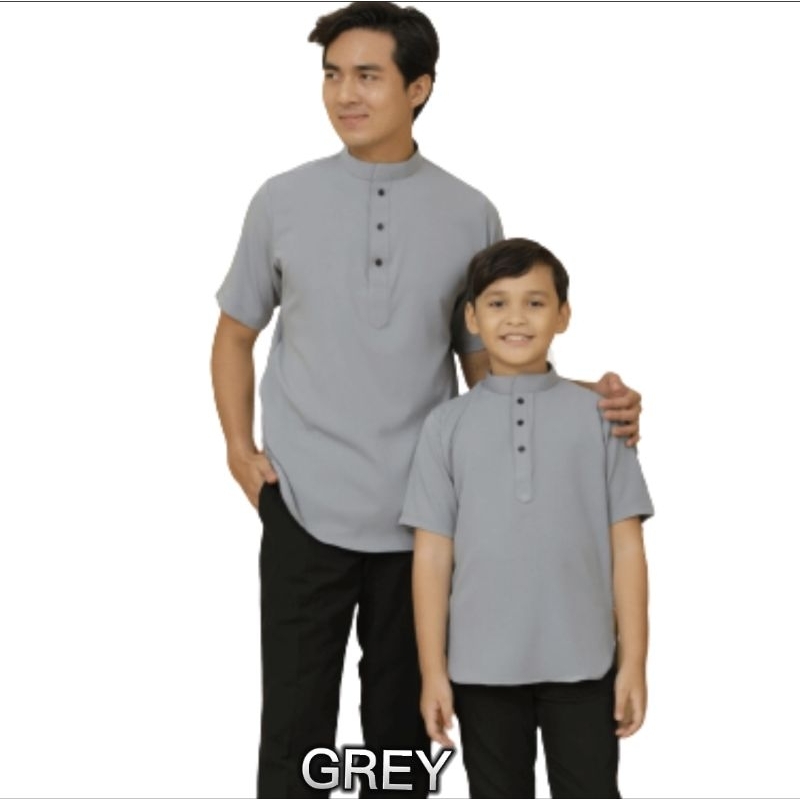 KURTA UMAR lengan pendek by Mz textile sedondon anak ayah budak dewasa cekak musang grey mint black