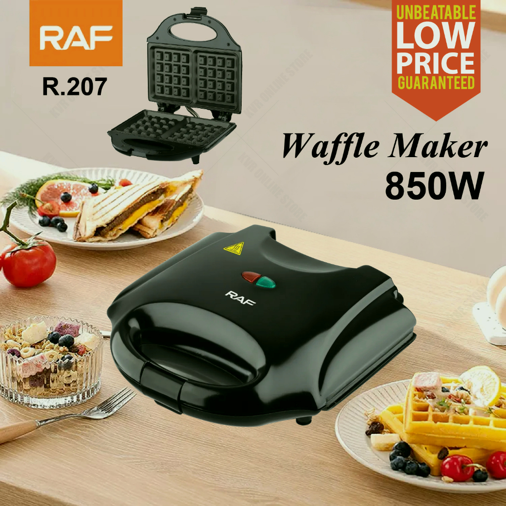 RAF Waffle Maker Panini Press 850W Non Stick Coated Double Side Breakfast Machine / Mesin Pembuat Wafer