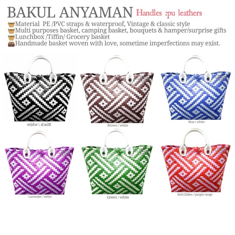 BAKUL ANYAMAN SARAWAK WEAVE TOP HANDLE BAG MEDIUM SIZE KSHA'S HANDMADE CRAFTS BORNEO PRE ORDER SARAWAK KRAFTANGAN