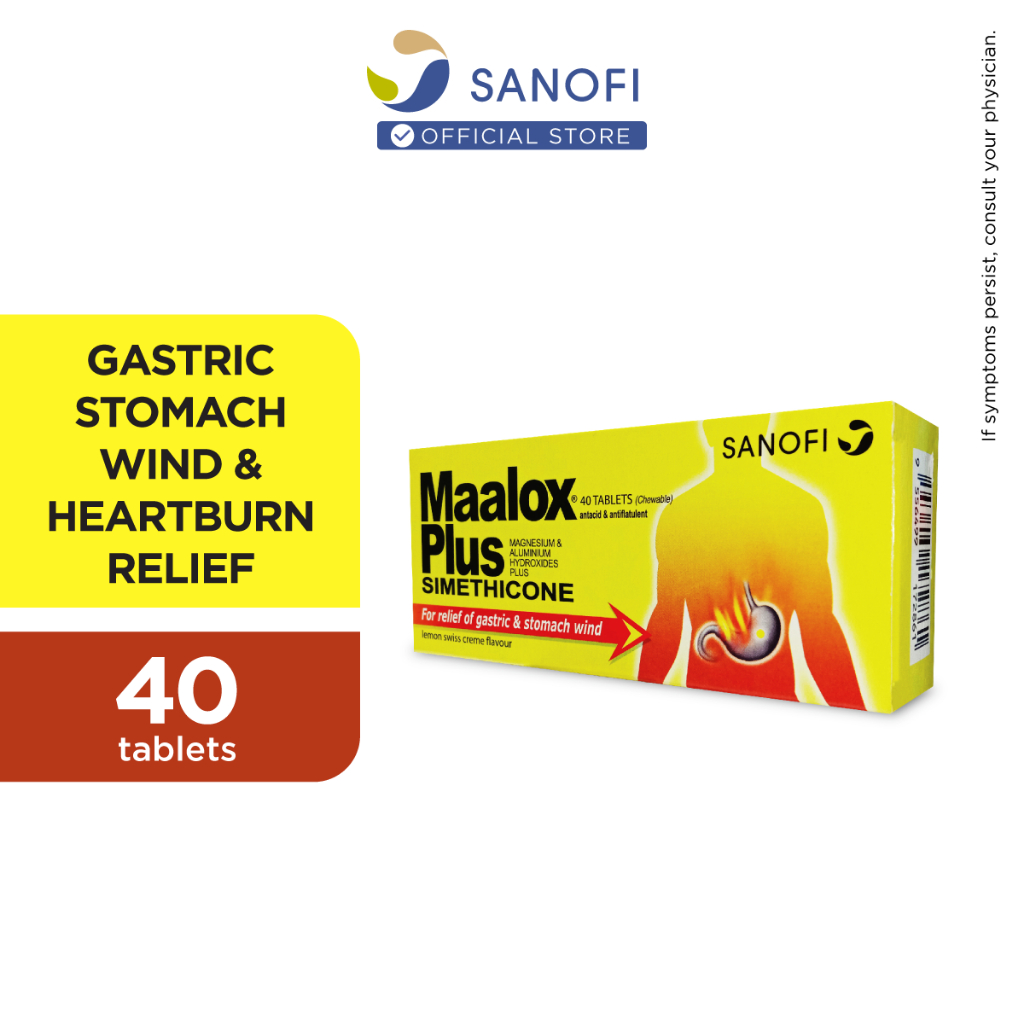 Maalox Plus Gastric/Heartburn and Stomach-Wind Relief Tablet (25mg x 40's) [Exp date: September 2026]