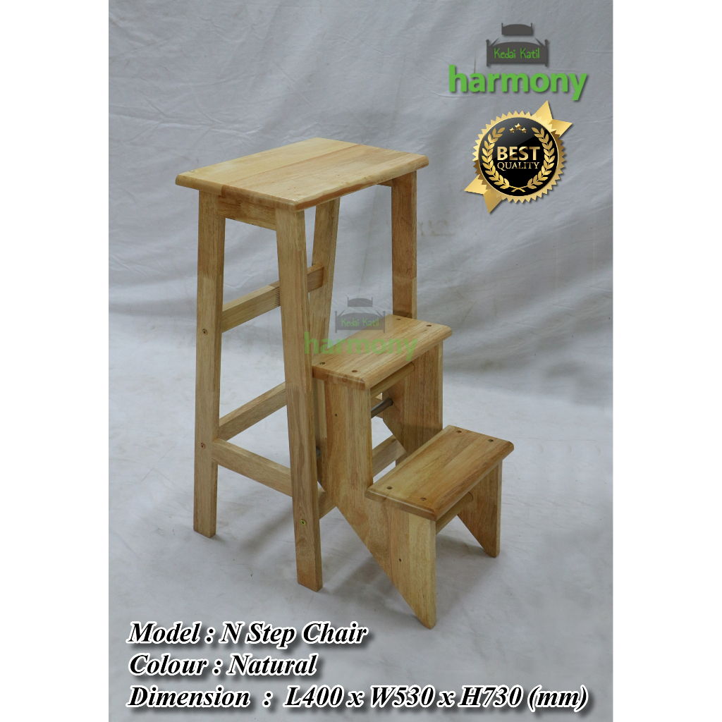 Harmony Rubber Wood Step Chair / Ladder Stool / Kerusi Bertangga / Foldable Step Chair / Kerusi Lipat Kayu /Kerusi Murah