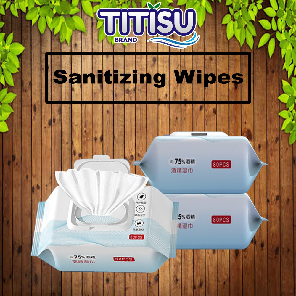 [80pcs] Sanitizing Wet 75% Alcohol Wipes Sheets Tisu Basah Membersihkan Lap Basah 75% Lap Alkohol