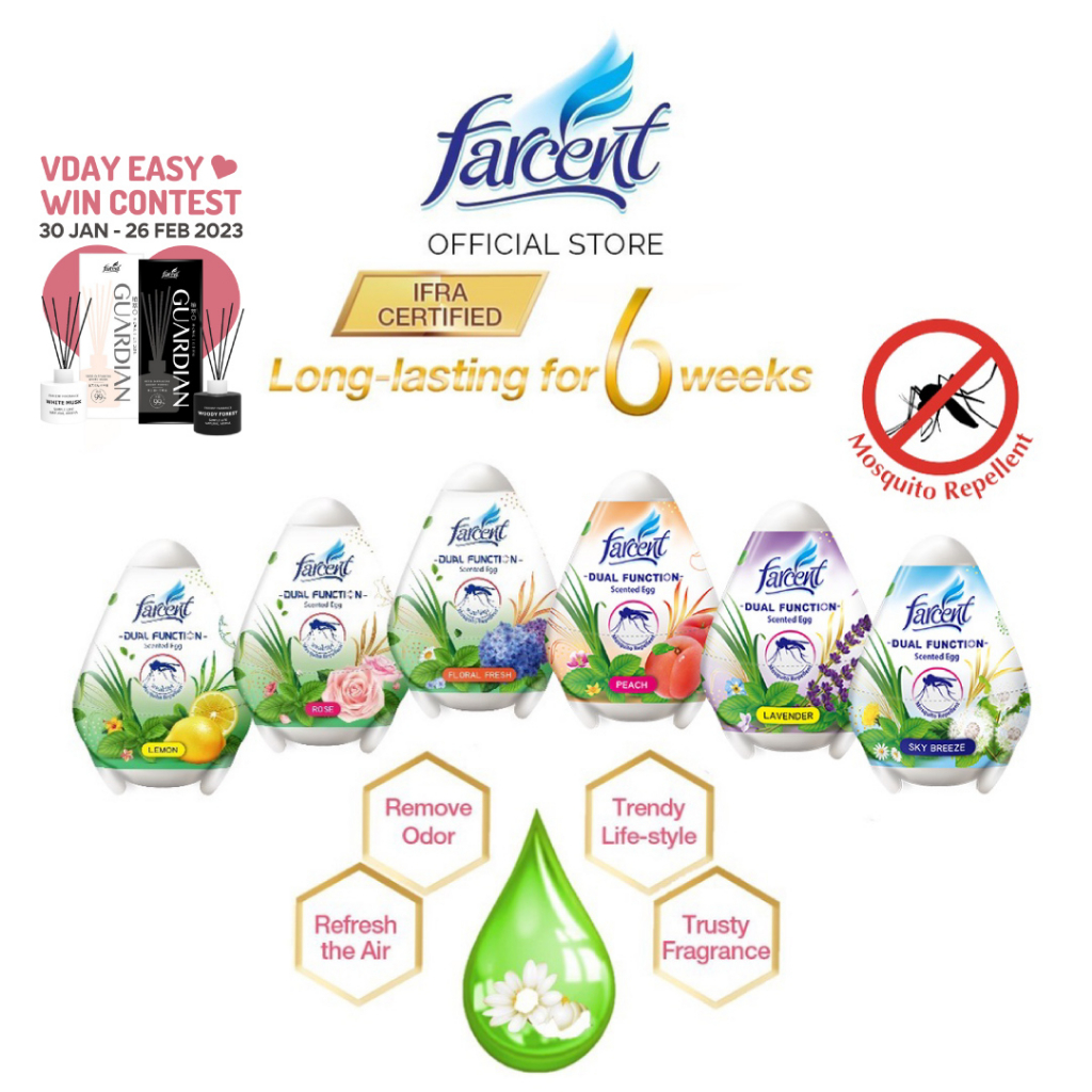 Farcent Scented Gel Egg Air Freshener Mosquito Repellent Lavender Peach