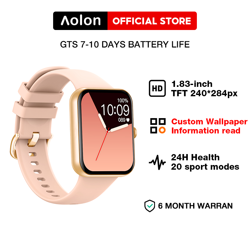 Aolon GTS Smart Watch Waterproof Custom Wallpaper Fitness Tracker Heart ...