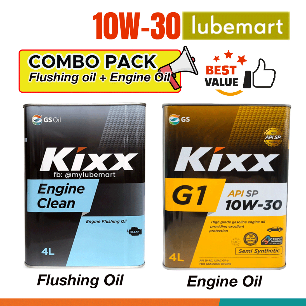 KIXX Engine Clean (4 Liter) + KIXX G1 Semi Synthetic 10W30 (4 Liter ...