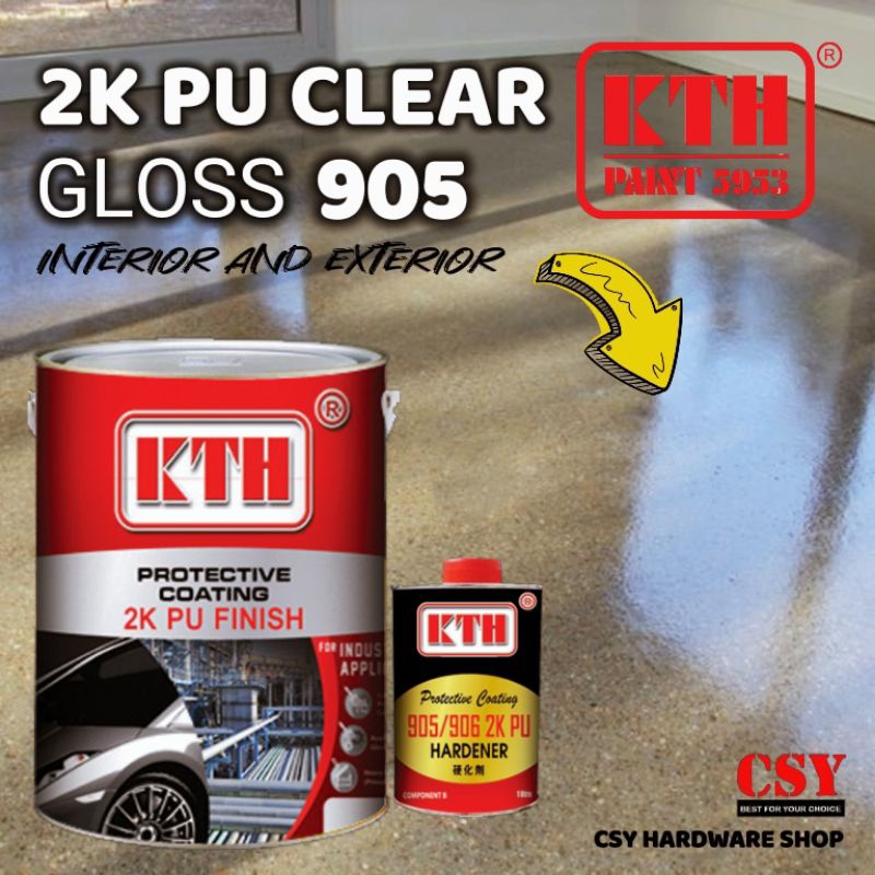 KTH PAINT 2K Polyurethane Epoxy Clear Finish Gloss 905 5Liter / Cat