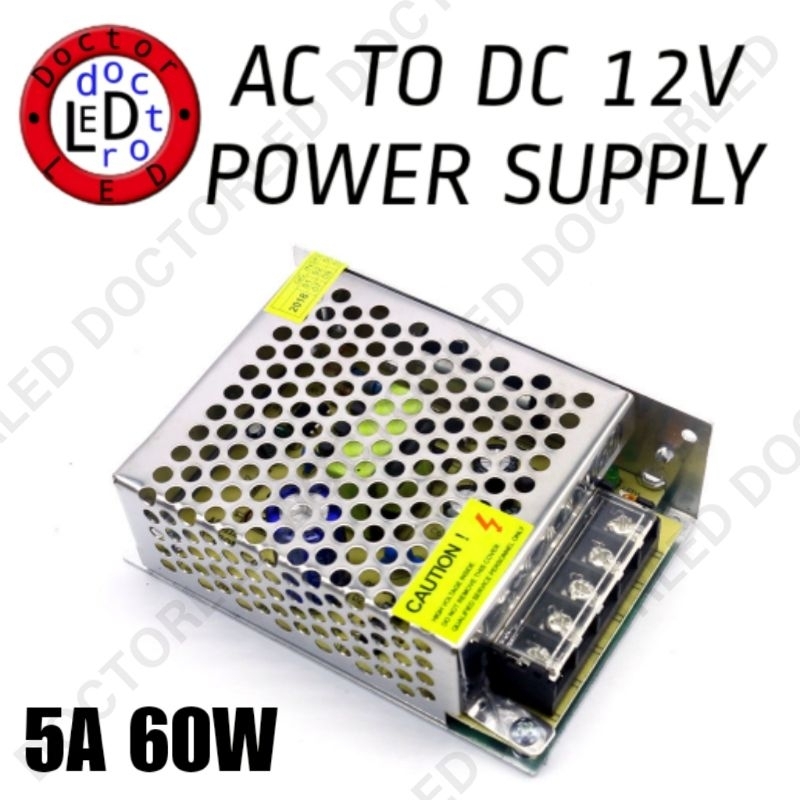 12V 5A Power Supply AC to DC Transformer Adapter LED Driver Penyesuai