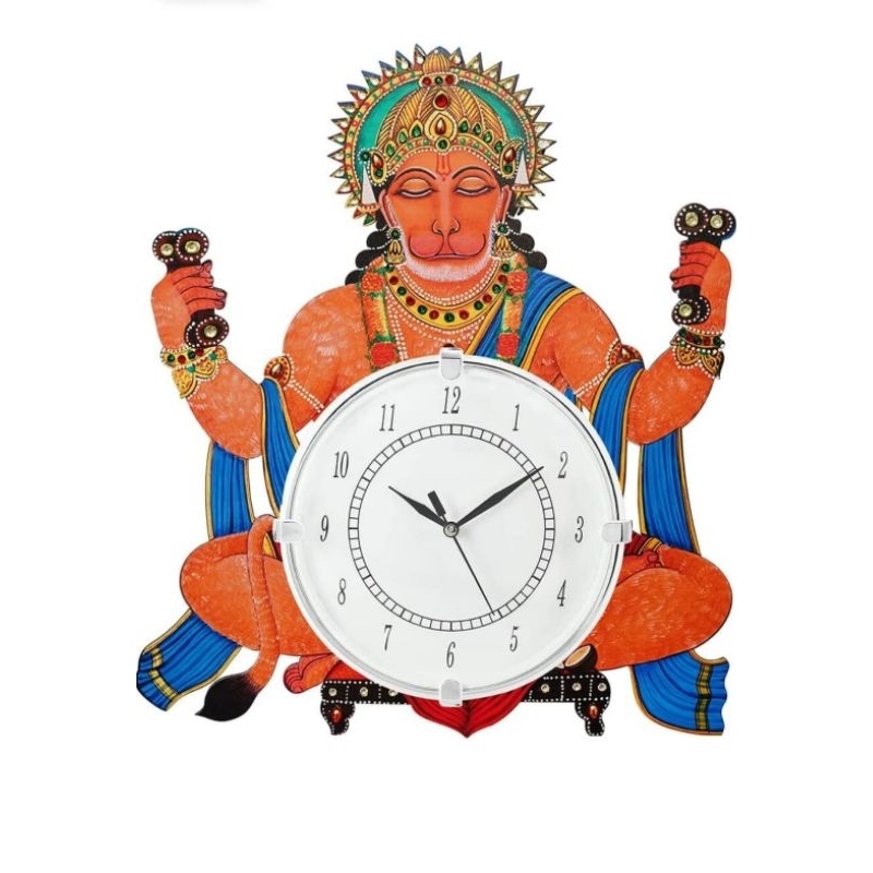 Hanuman Wall Clock Handicraft Wooden Clock Gift Item