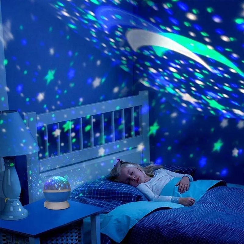 MiMi Starry Light LED Projector Star Moon Night Lamp Table Bedroom Light 星空灯 Lampu Hiasan Bilik Tidur Malam 360° Rotatio