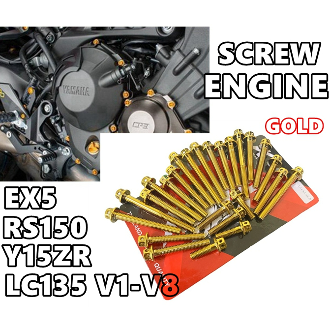 Enjin Skru Kingdrag / StonePRO Engine Screw Kingdrag Gold Rainbow Set LC135 4S 5S Y15ZR RS150R RS150 EX5 DREAM