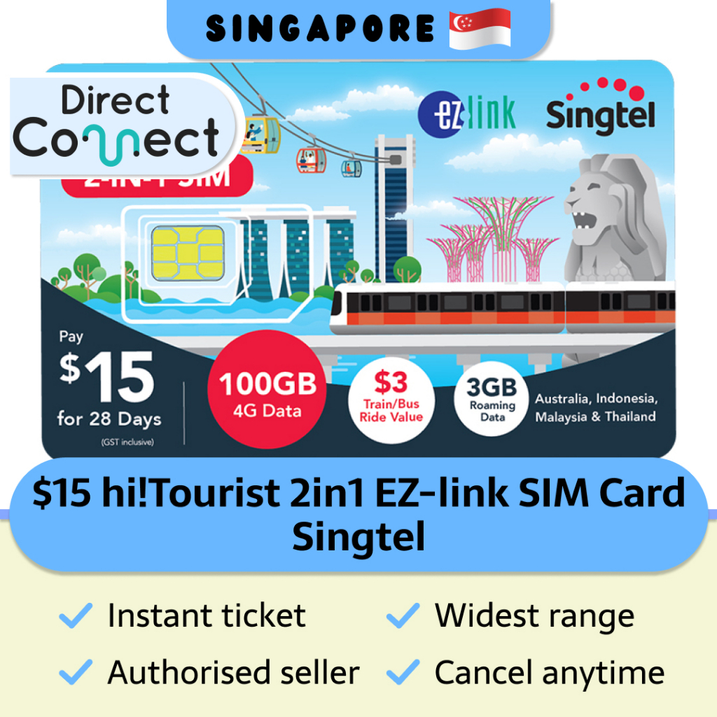 singtel $15 hi tourist ez link sim card