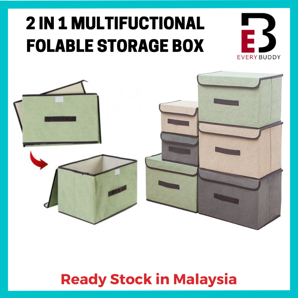 2 Size Foldable Storage Box Cube Box Fabric Foldable Collapsible
