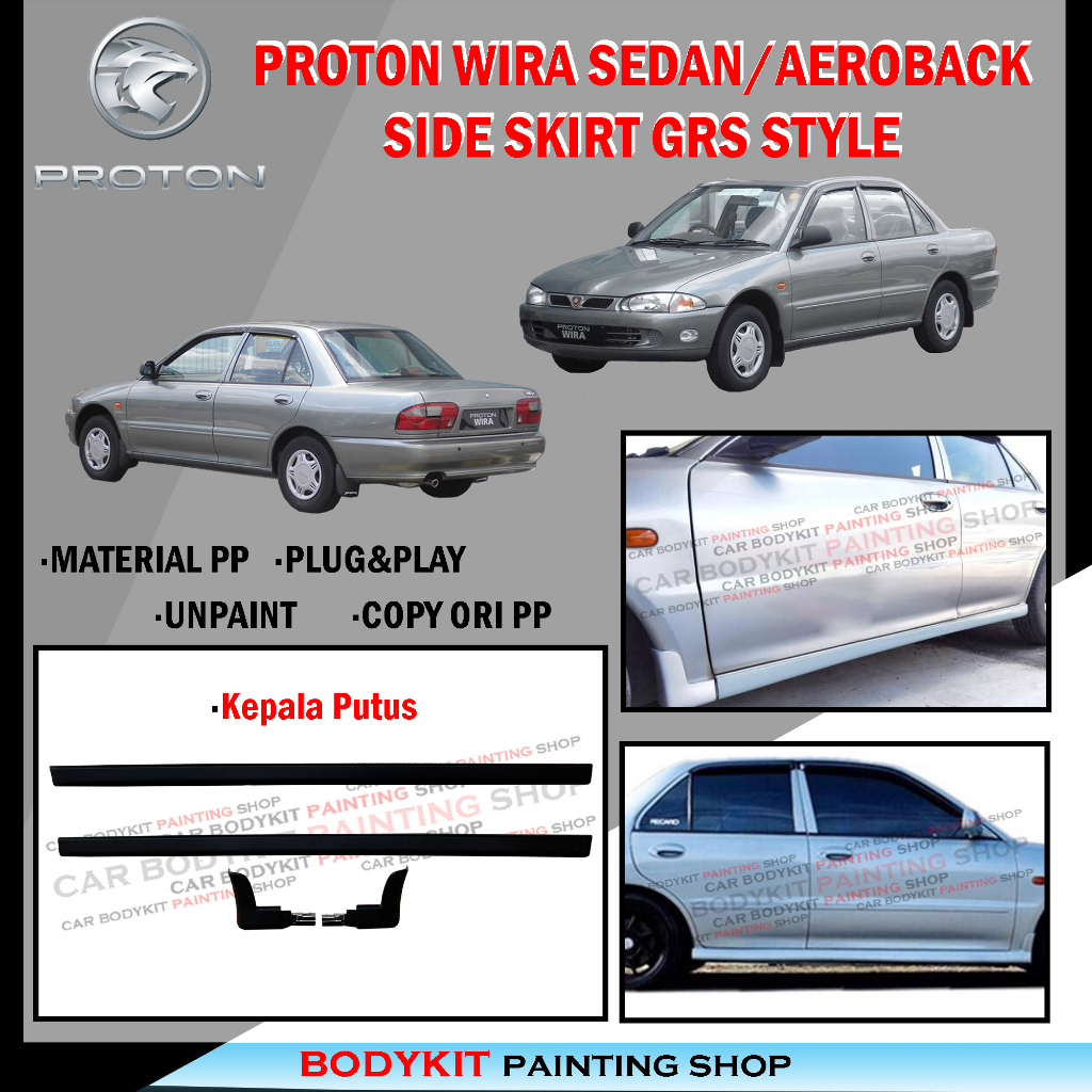 Proton Wira Saloonsedanaeroback Side Skirt Gsr Style Material Pp