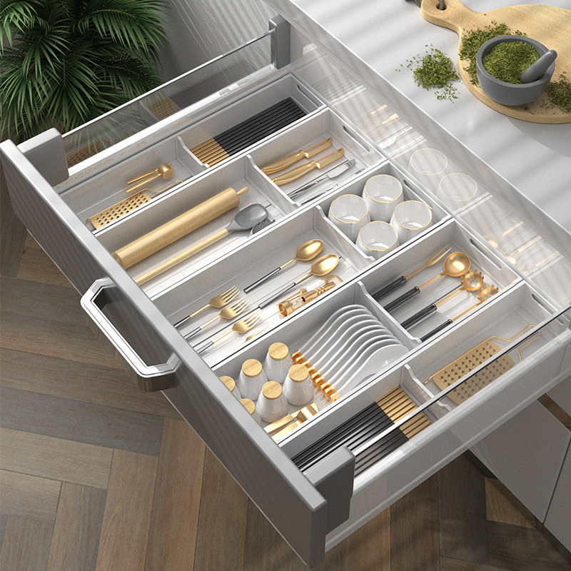 Aluminium Kitchen Drawer Divider Organiser White Shopee Malaysia
