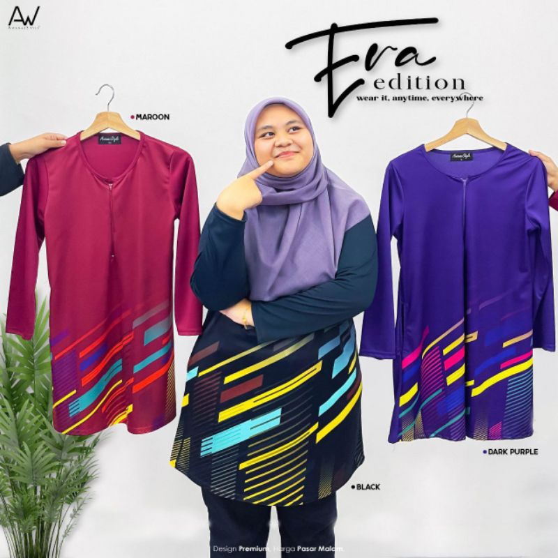 ERA Edition, Tshirt Muslimah Sukan,Labuh Plus Size3XL-6XL