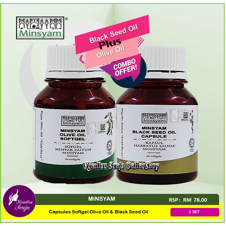 Combo Offer Minsyam Capsule (Softgel) Olive Oil ( Minyak Zaitun