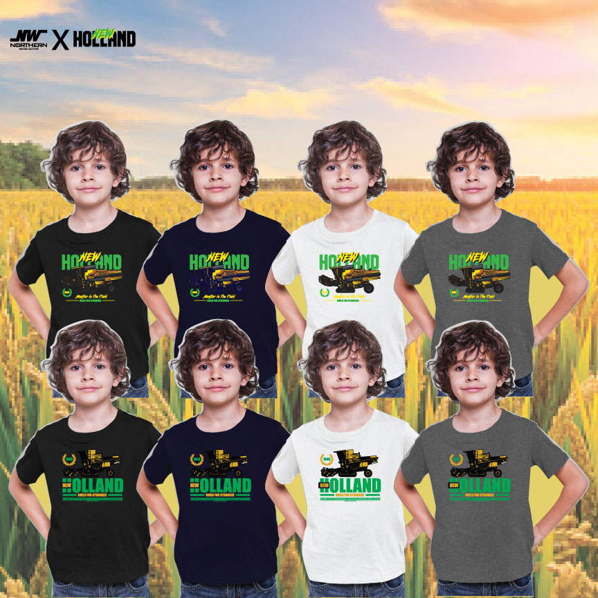 Baju Mesin Padi Kanak Kanak ,Premium Quality Kids RICE HARVESTER T-Shirt / New Holland 8080 - New Holland 1545