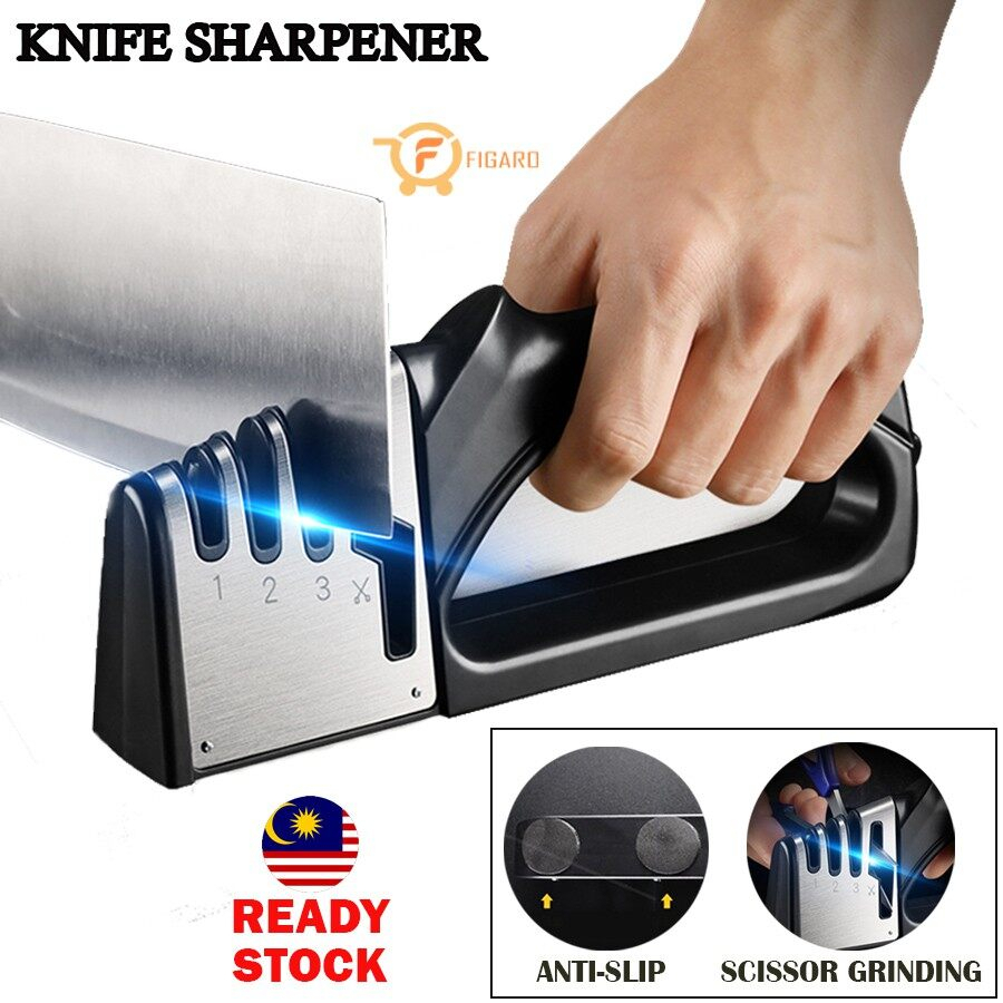 Figaro Household 4 in 1 Knife Sharpener Pengasah Pisau Dan Gunting Knives Sharpener Knife Sharpening 磨刀器 Batu Asah Pisau