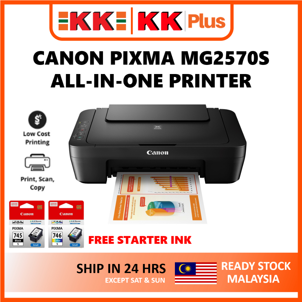 Canon Pixma Mg2570s All In One Printerphoto Printer Printscancopy Ink Set Included Shopee 