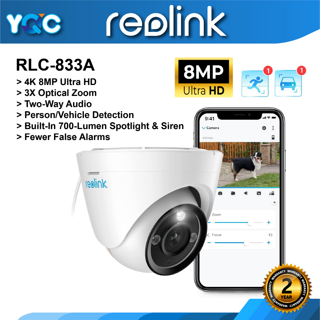 REOLINK RLC833A 4K Security Camera Outdoor System, 3X Optical Zoom