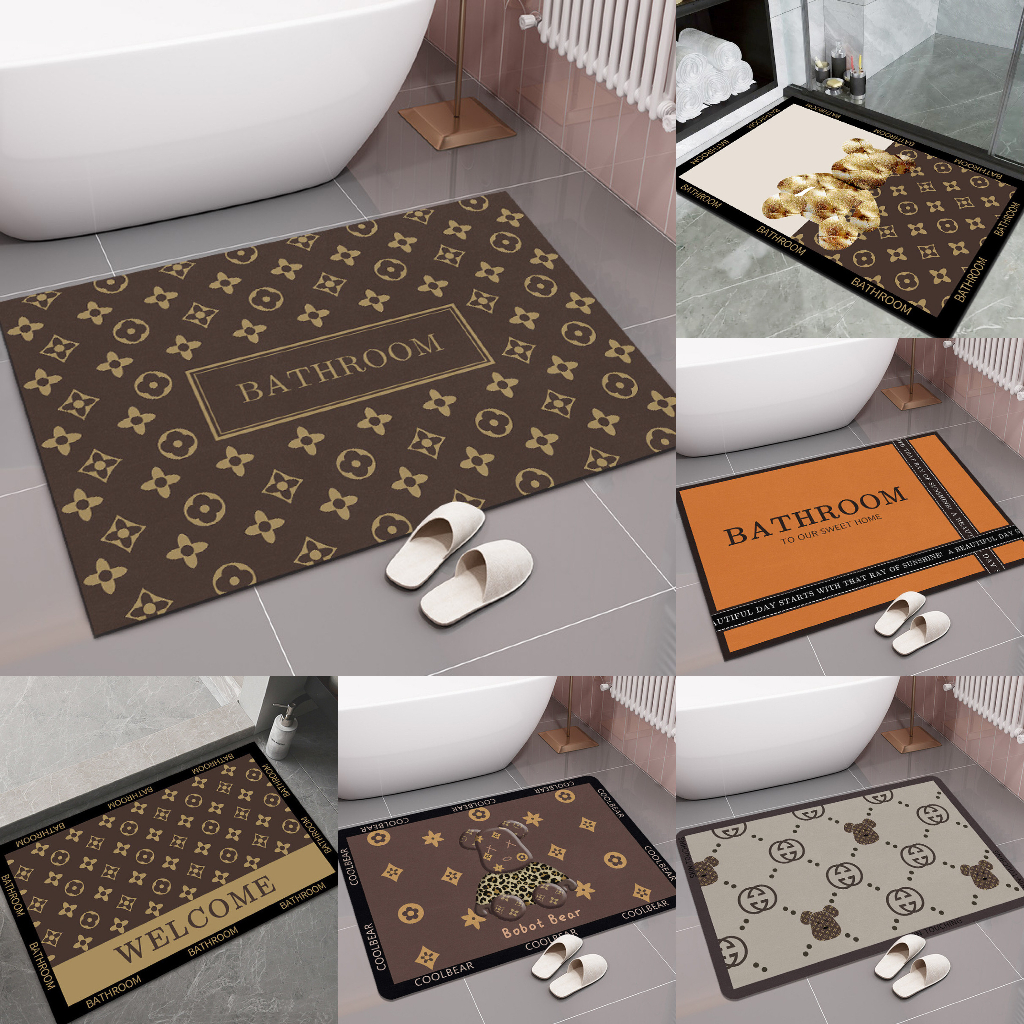 Crystal Velvet Absorbent Bath Mat Quick Drying Bathroom Rug Nonslip