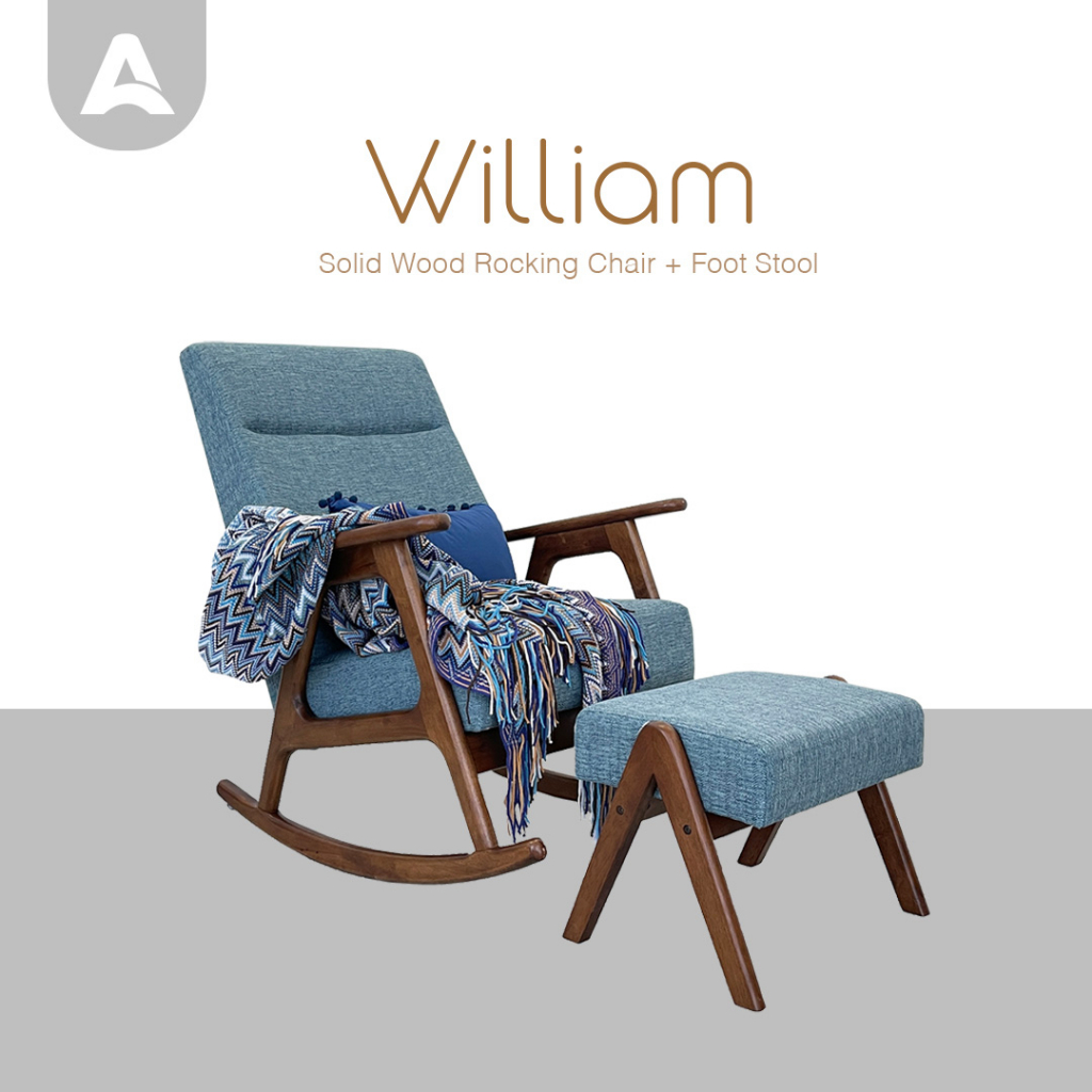 Arturo William Solid Wood Rocking Chair + Stool Rocking Chair Only