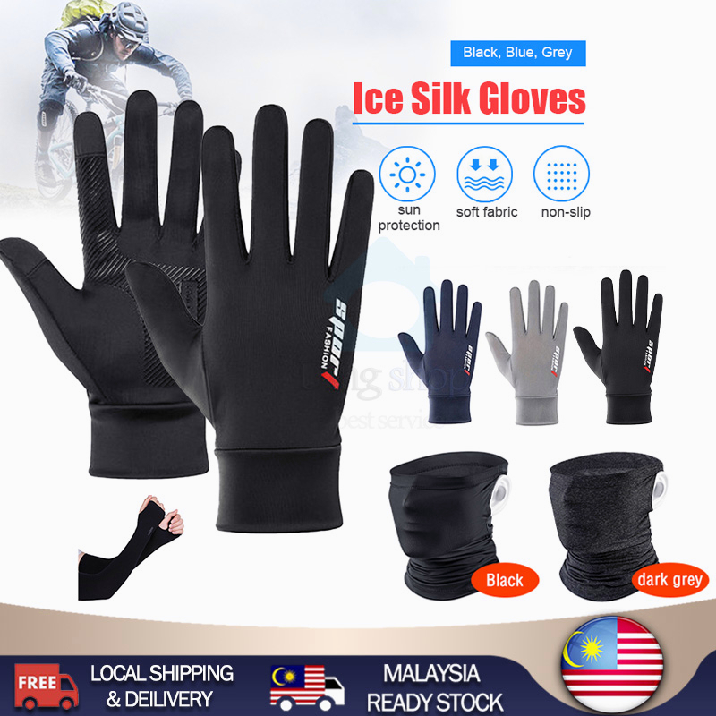 Half Finger Motorcycle Gloves Sarung Tangan Motor Non-Slip Gloves Ice Silk Rider Glove UV Outdoor Driving Gloves 骑行手套