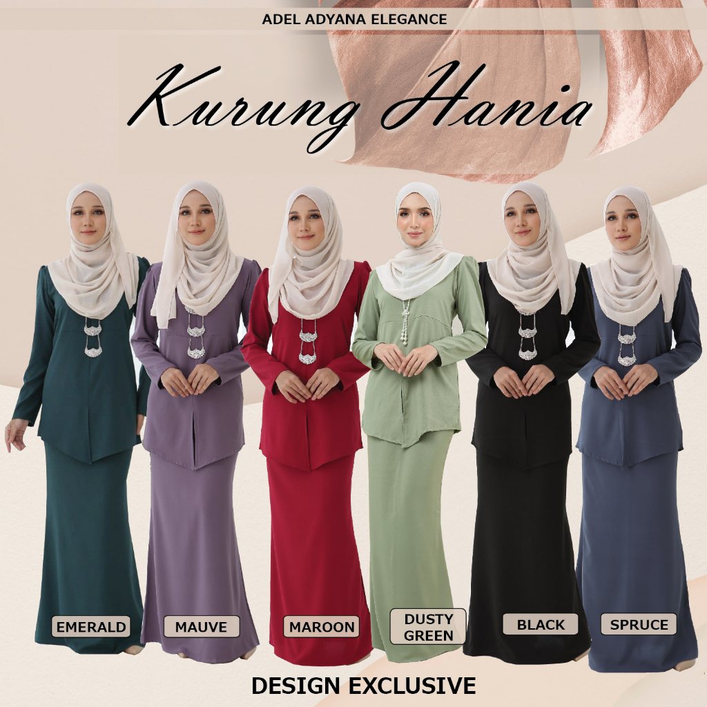 Hania Adel Adyana Baju Kurung Plain Moden Ironless Murah Kurung Bridesmaid Baju Raya 2023 6044