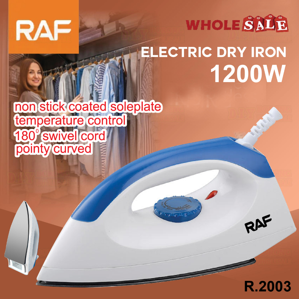 RAF Electric Dry Iron Adjustable Temperature for Clothes Stainless