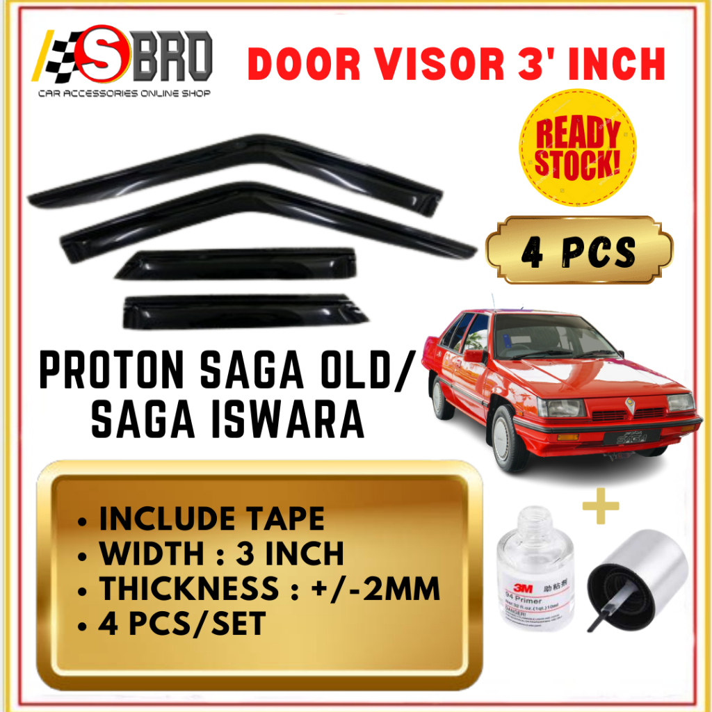 Proton Saga LMST Iswara Door Visor 3' Air Press Window Style Acrylic
