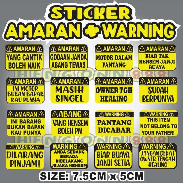 STICKER AMARAN+WARNINGCutting StickerMORE THAN 10 DESIGN READY STOCK