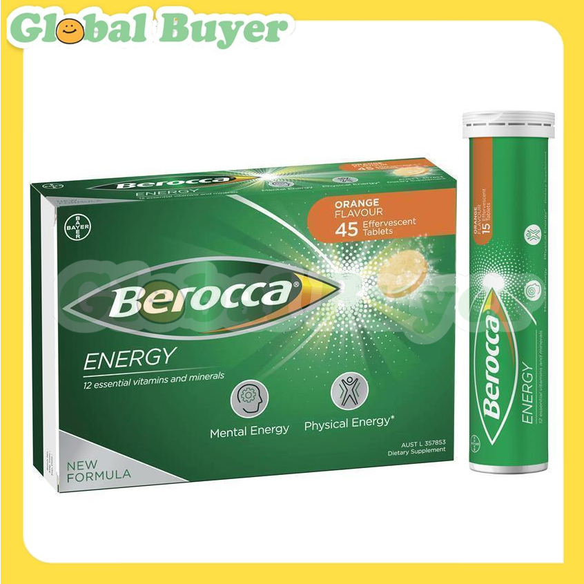 Berocca Energy Vitamin B & C Orange Flavour Effervescent Tablets 45 ...