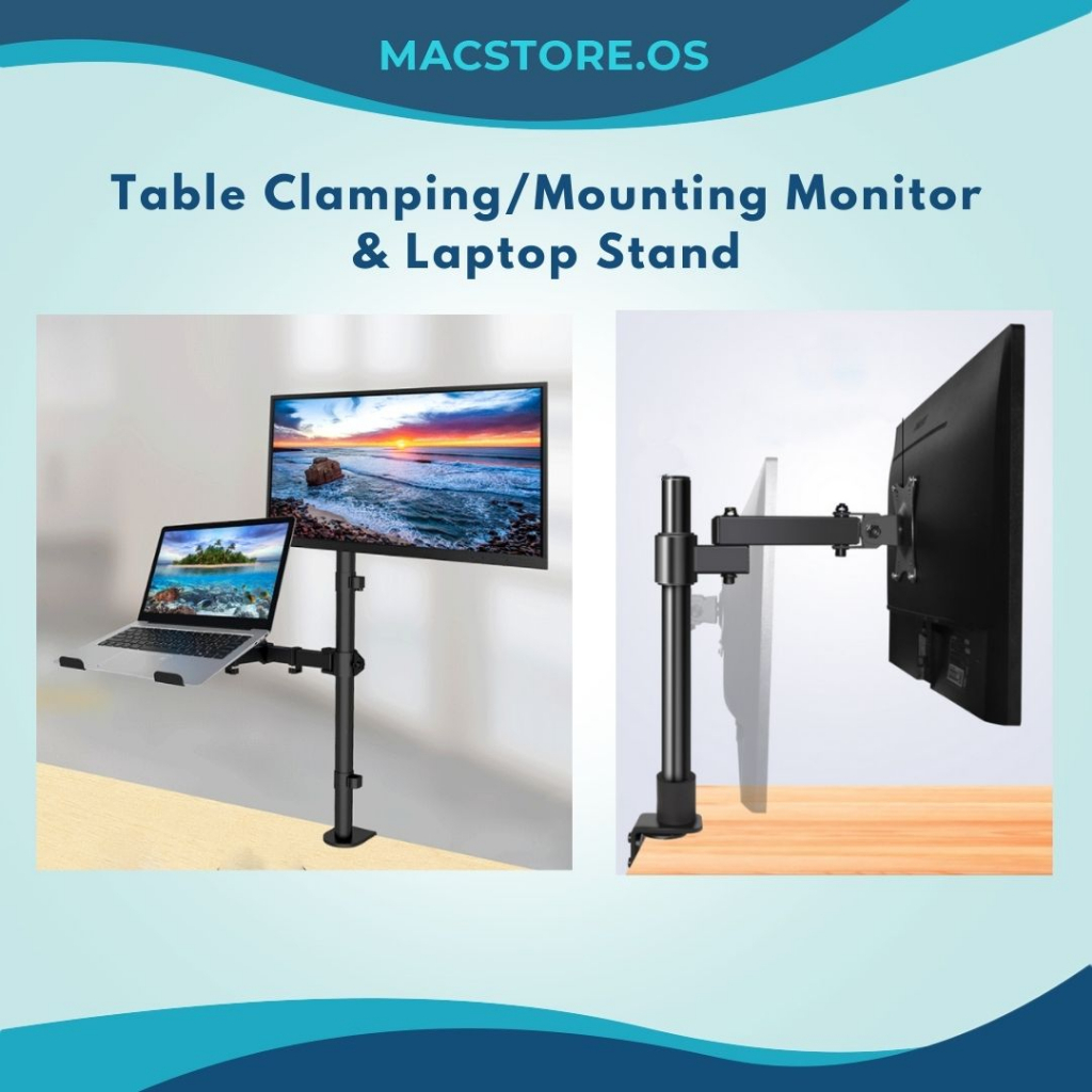 [Premium Quality] Table Clamping/Mounting 2 in 1 Monitor & Laptop Stand | Single Monitor Stand | Double Monitor Stand