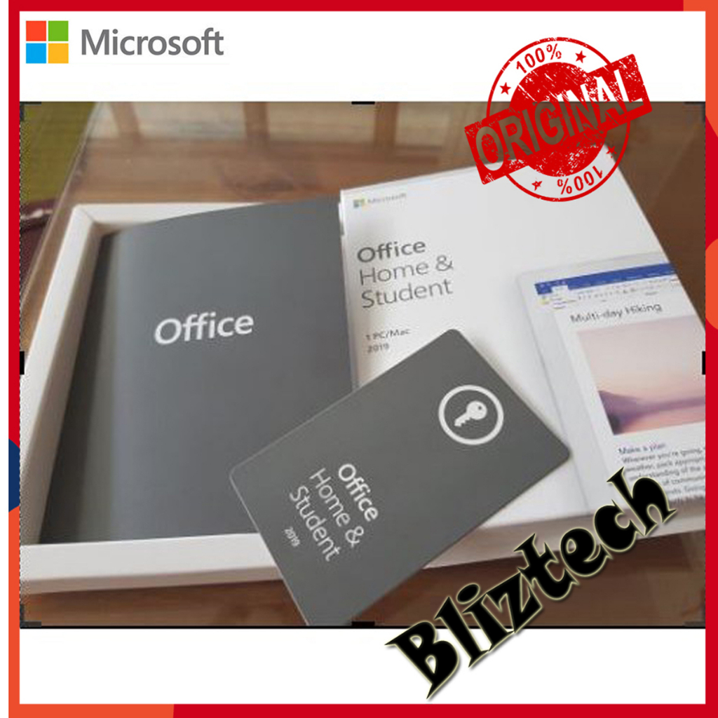 100% ORIGINAL MICROSOFT OFFICE HOME AND STUDENT 2019 RETAIL PACK 79G-05143 INCLUDED LICENSE KEY CARD