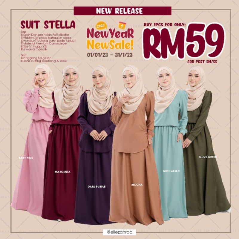 Baju Muslimah - Suit Stella Bf Friendly Cutting Loose By Elle Zahraa ...