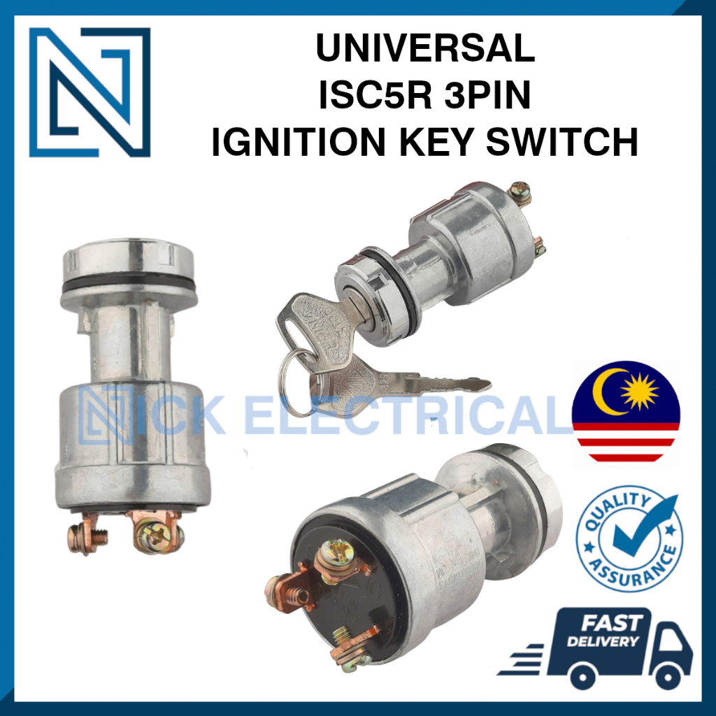 EN514000 / ISC-5R (3 Pin) Starter Key Switch Ignition Switch Machine Forklift Lorry Trailer