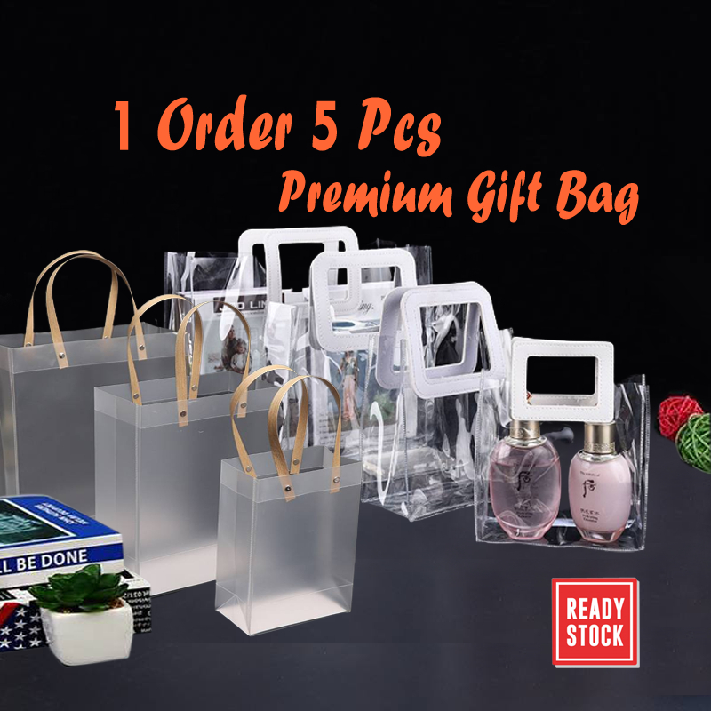 5Pcs Premium Gift Frosted PP Tote Bag Transparent Hand Bag Doorgift Bag Wedding Beg Kahwin Kotak Telur Bag Kenduri