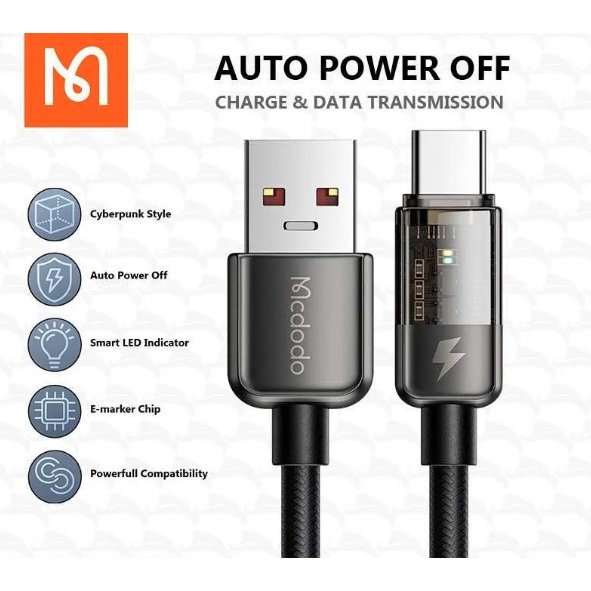 Mcdodo New Transparent Auto Power Off Usb Data Cable With Emark Chip Cable For Laptop Table