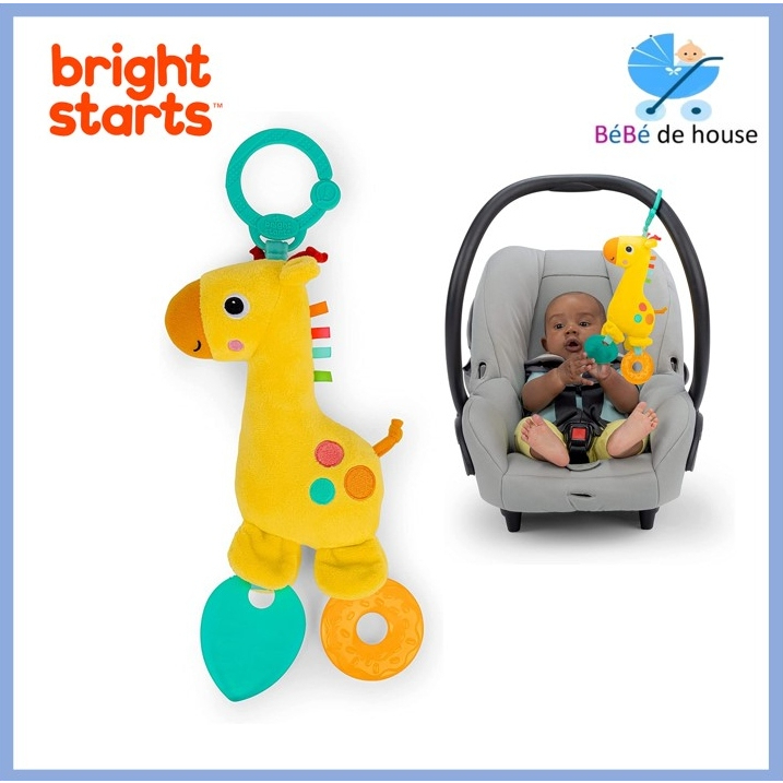 Bright Starts Safari Soother Rattle & Teether Toy for Stroller and On-The-Go Giraffe