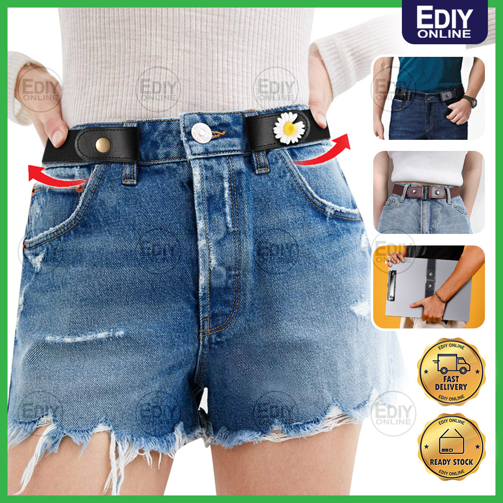 Lazy Waist Belt Seamless Traceless Invisible Elastic Tali Pinggang Women Female Men Jean Pant Leather 懒人腰带 Unisex Sampin