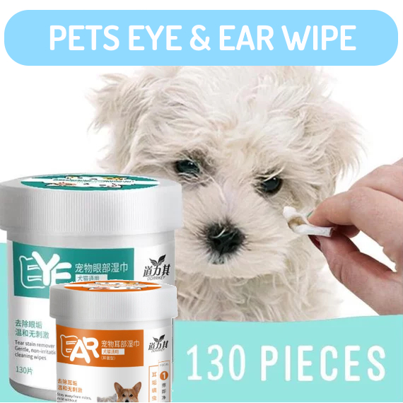 Pet Wipes Dogs & Cats Eye Ear Grooming Tear Stain Remover Cleaning Wet ...